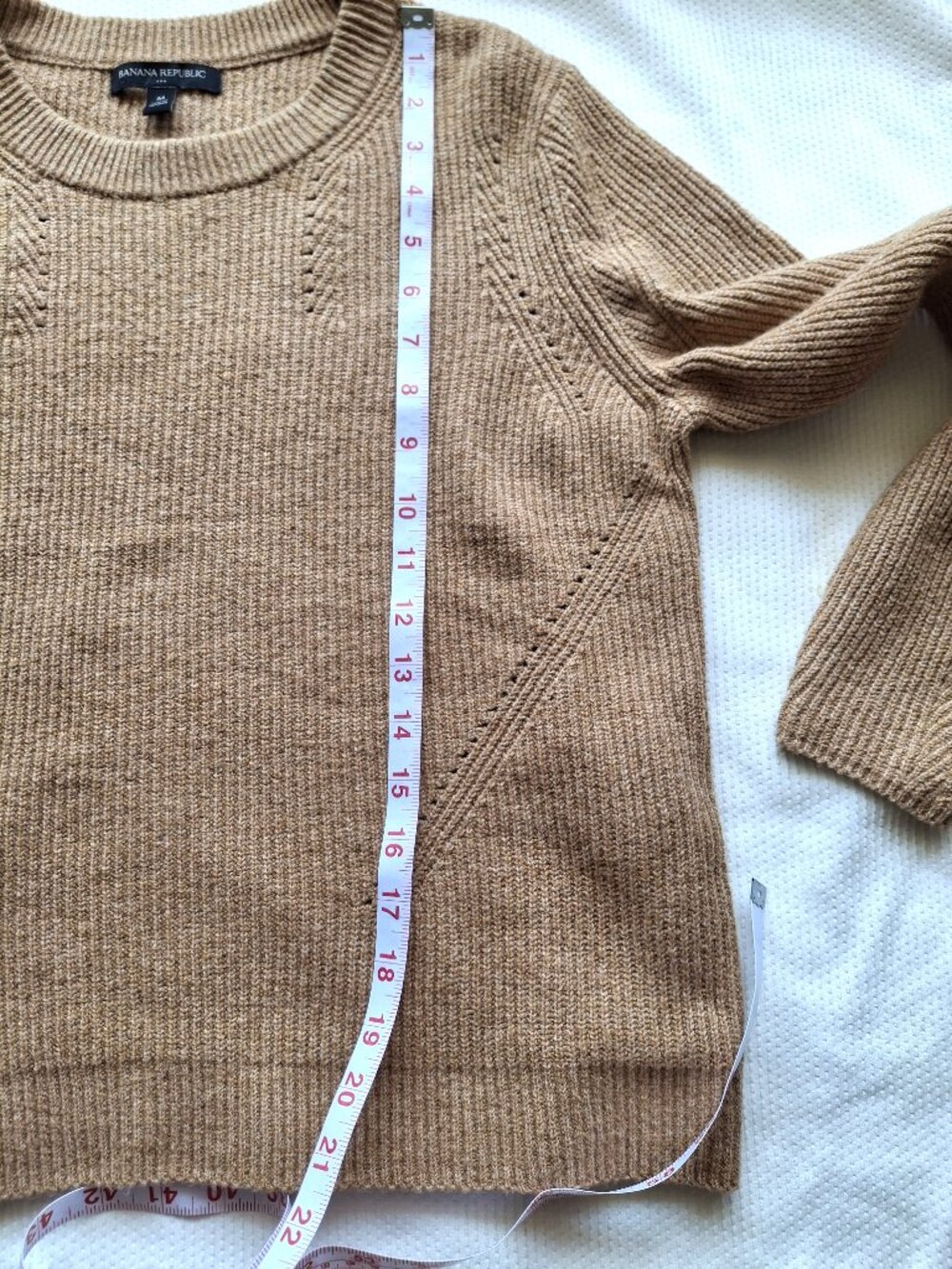 Banana Republic Womens Sweater M Camel Cotton Blend Crew Neck Knit Cozy - Picture 6 of 8